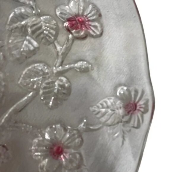 Vtg WALTHER glass server plate CHERRY BLOSSOM BRANCH charmingly asymmetrical - Picture 8 of 10